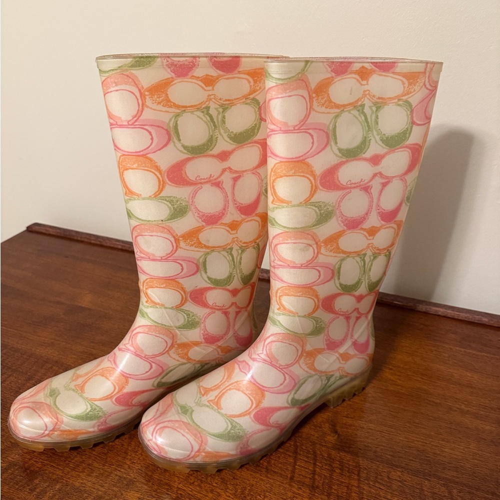 Coach Colorful Patterned Rainboots